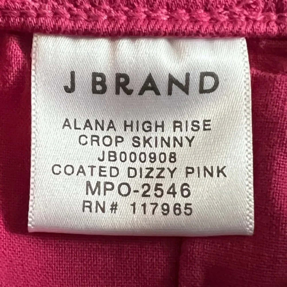 J Brand Women's Alana Coated‎ Dizzy Pink High Rise Crop Skinny Pants Sz. 25 NWT
